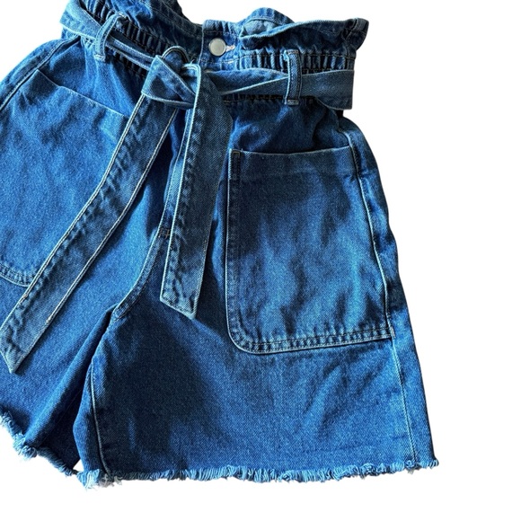 Zara High Waist Paperbag Denim Shorts with Belt Size 2 - Picture 5 of 11